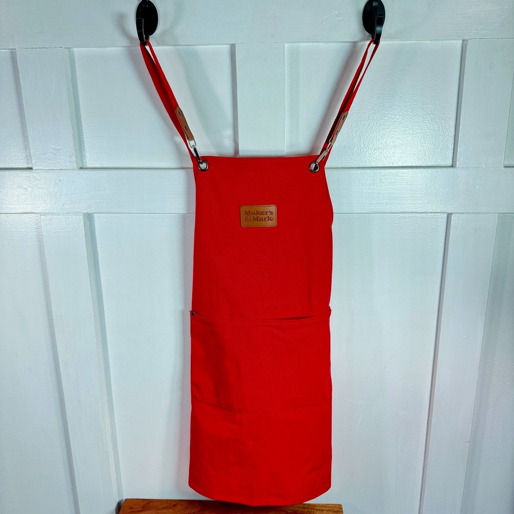 Makers Mark Red Canvas Bib Apron with Pockets‎ and Cross Back Straps